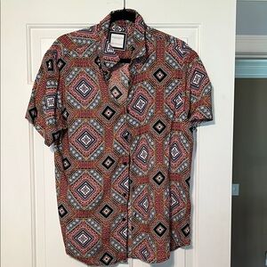 Denim & Flower Red and Black Geometric Men's Shirt